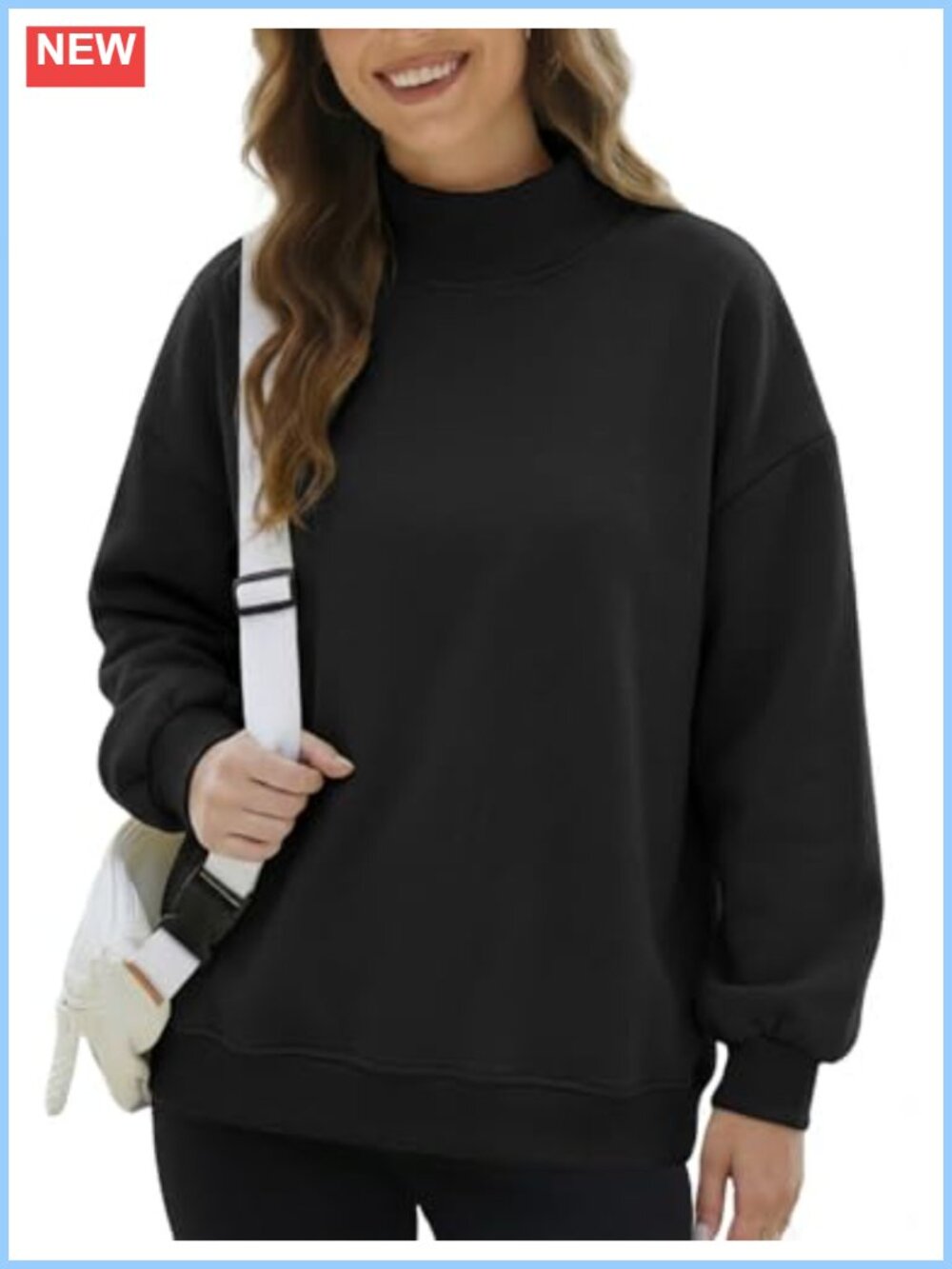 Mock Neck Oversized Fleece Lined Pullover Sweatshirt Women